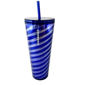 Starbucks Christmas Holiday 2023 Blue & Silver Swirl Venti Cold Cup Tumbler